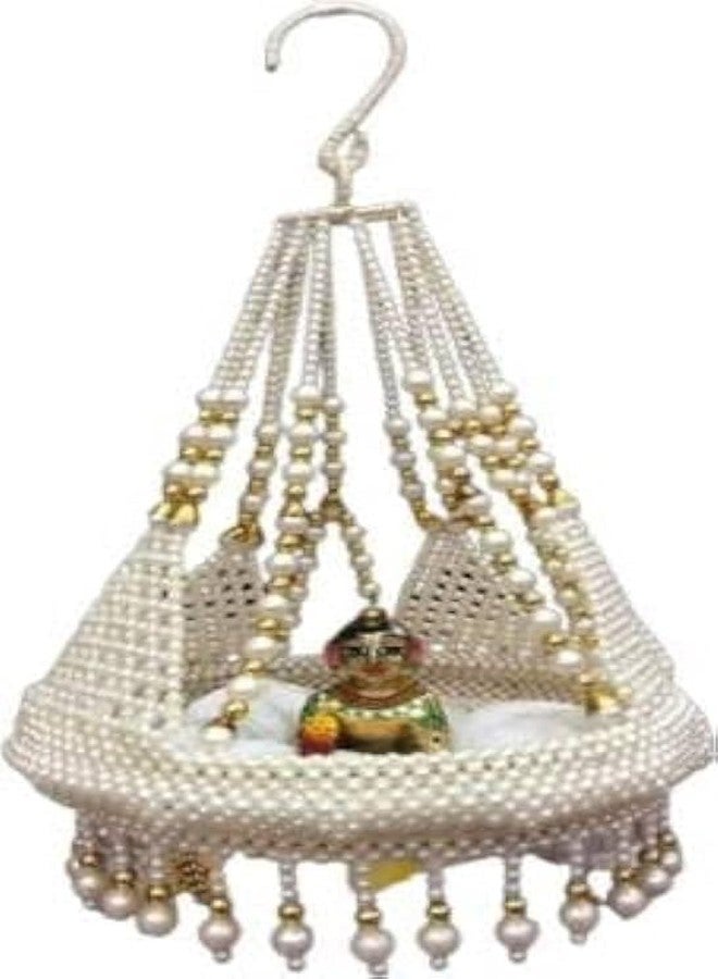 SEER Laddu Gopal Jhula Palna, Hanging Moti Swing for Laddu Gopal Ji, Nand Gopal Swing Palna, White, 0 to 5 No. - Image 3
